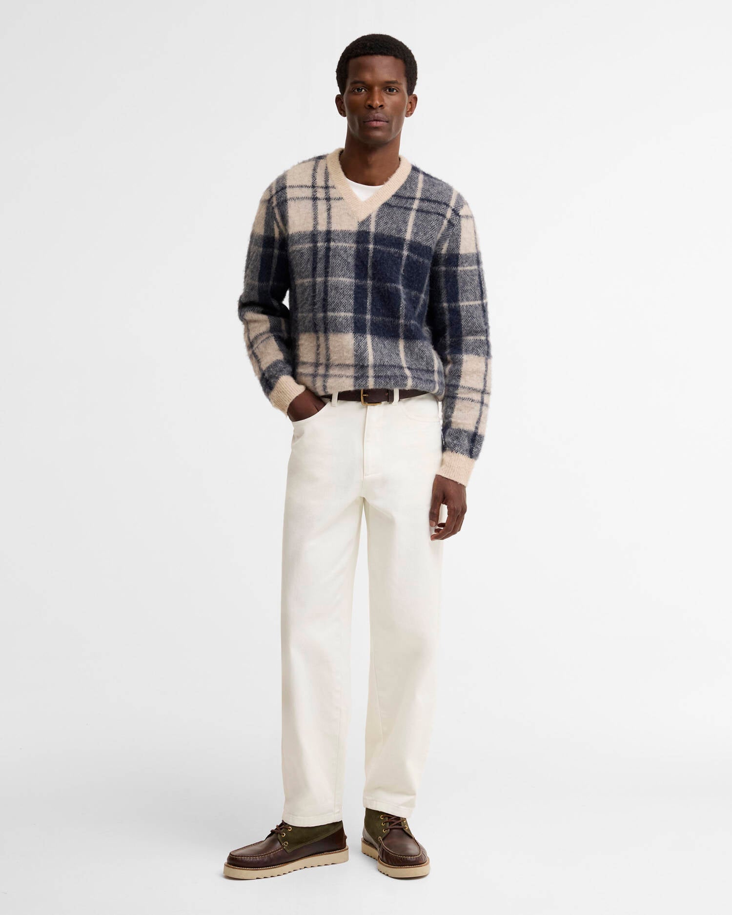 Barbour Hunham Tartan V-Neck Jumper