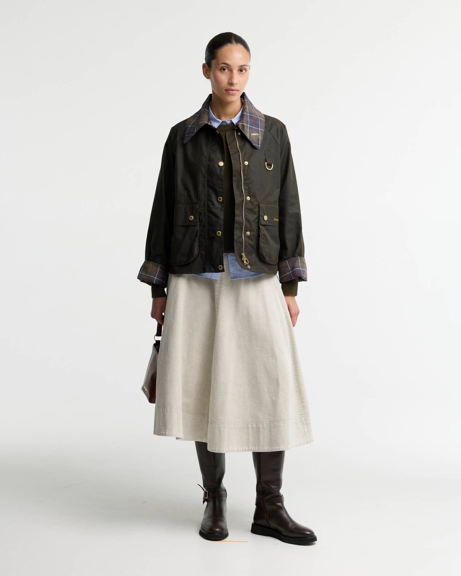 Barbour Icons Tartan Collar Spey Waxed Jacket