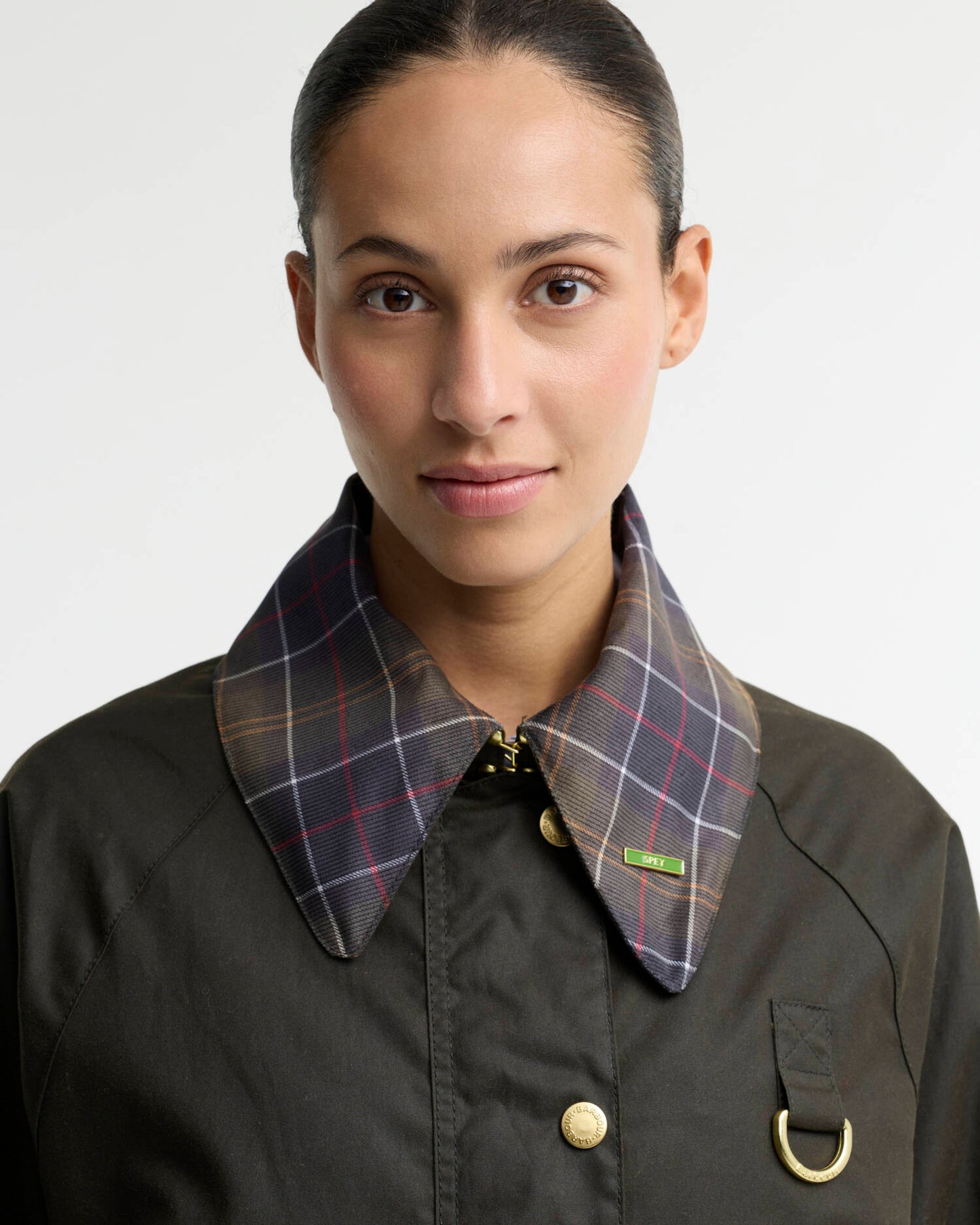 Barbour Icons Tartan Collar Spey Waxed Jacket