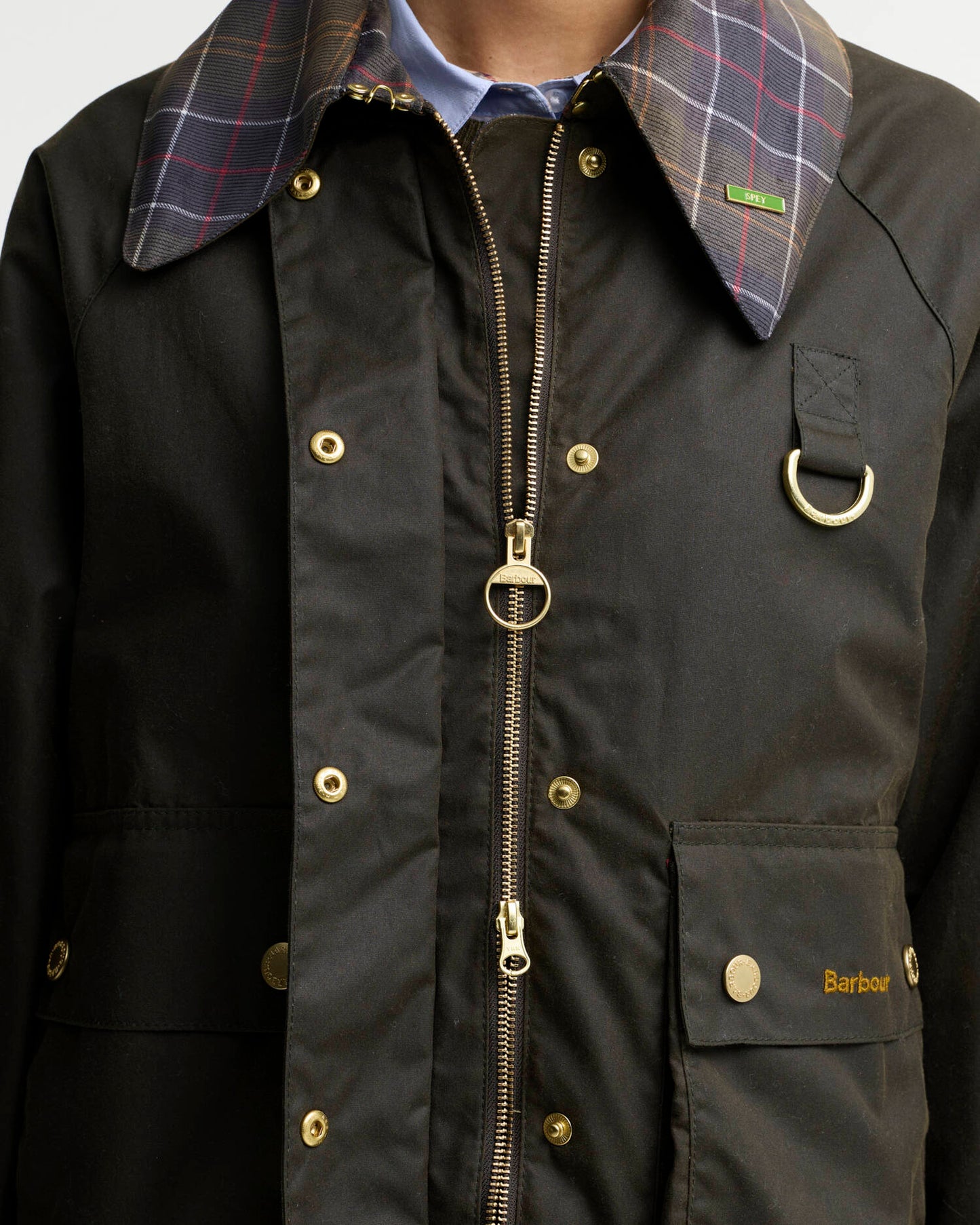 Barbour Icons Tartan Collar Spey Waxed Jacket