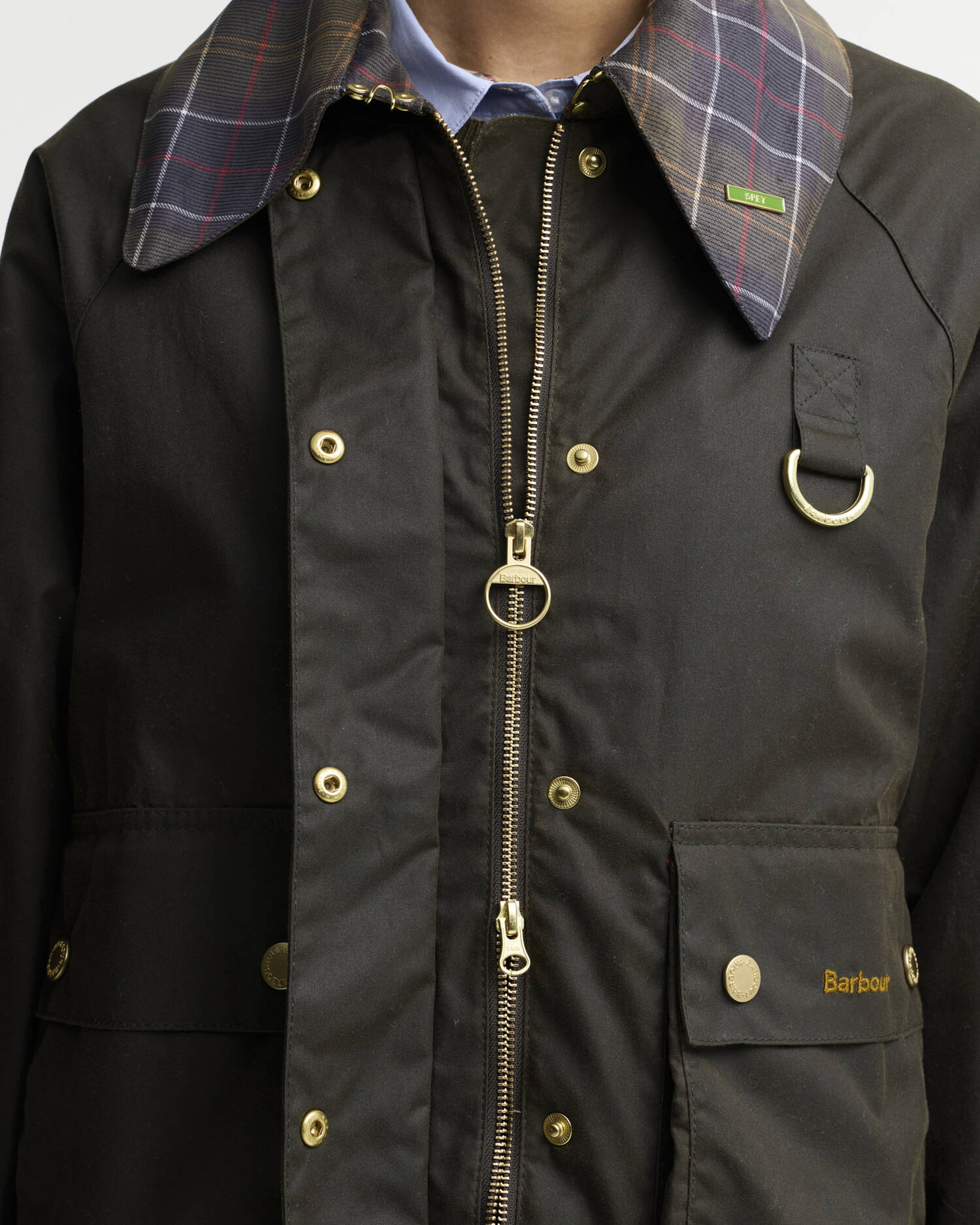 Barbour Icons Tartan Collar Spey Waxed Jacket