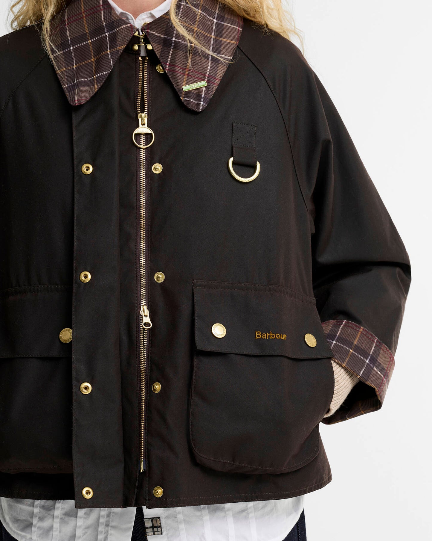 Barbour Icons Tartan Collar Spey Waxed Jacket