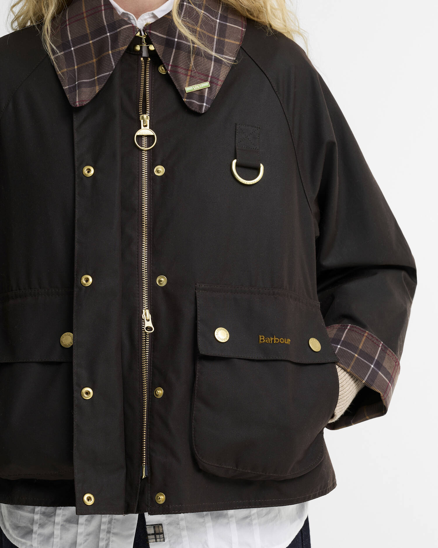 Barbour Icons Tartan Collar Spey Waxed Jacket