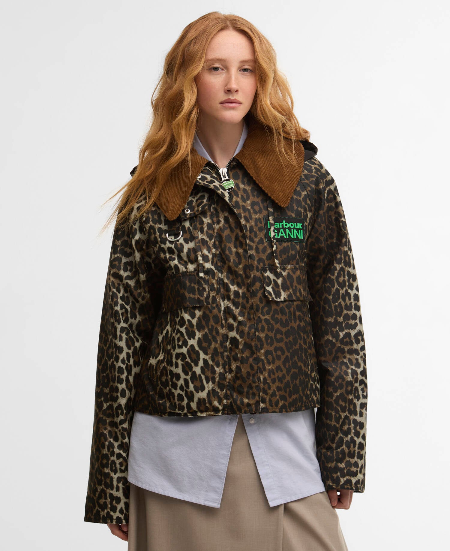 Barbour Barbour x GANNI Leopard Print Waxed Anorak