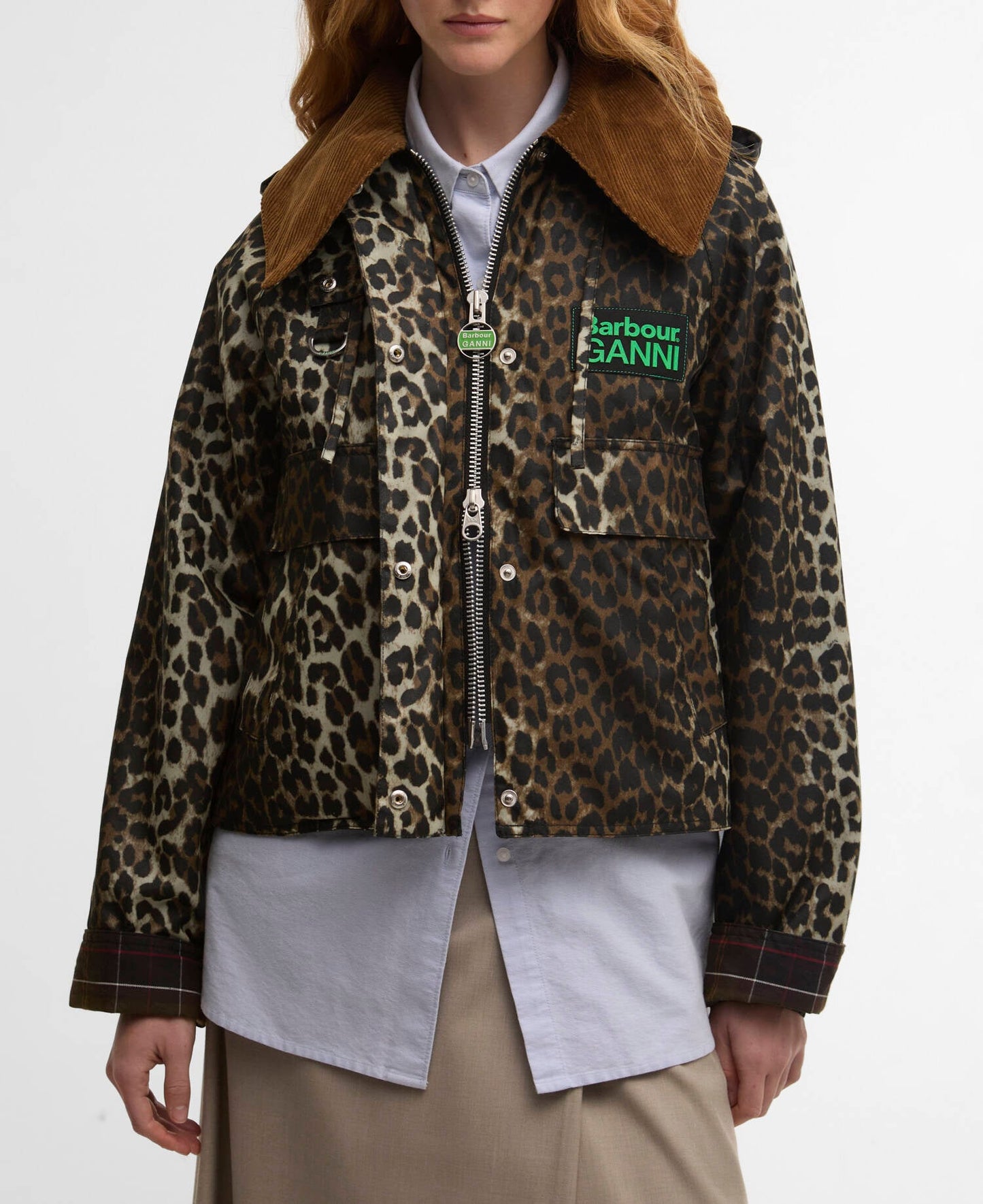 Barbour Barbour x GANNI Leopard Print Waxed Anorak