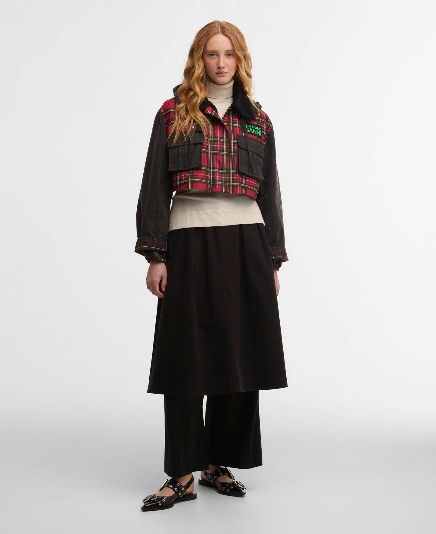 Barbour Barbour x GANNI Tartan Peplum Waxed Jacket