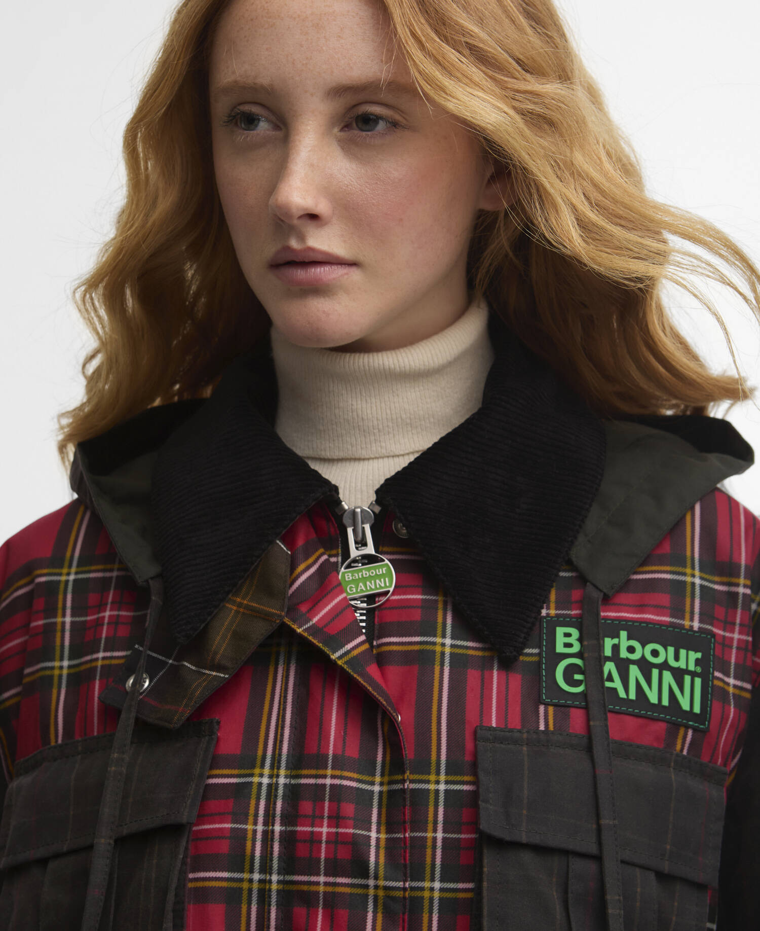 Barbour Barbour x GANNI Tartan Peplum Waxed Jacket
