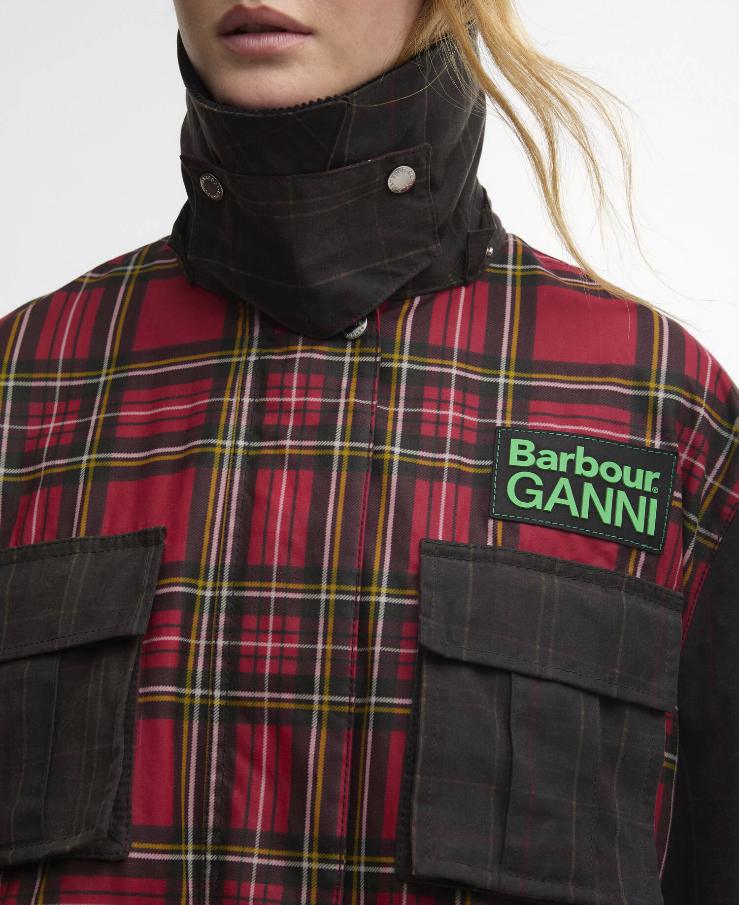 Barbour Barbour x GANNI Tartan Peplum Waxed Jacket