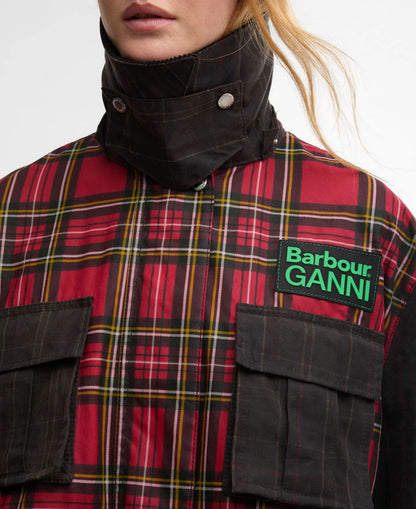 Barbour Barbour x GANNI Tartan Peplum Waxed Jacket
