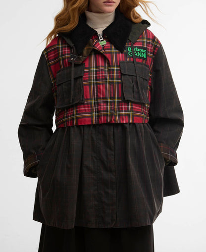 Barbour Barbour x GANNI Tartan Peplum Waxed Jacket
