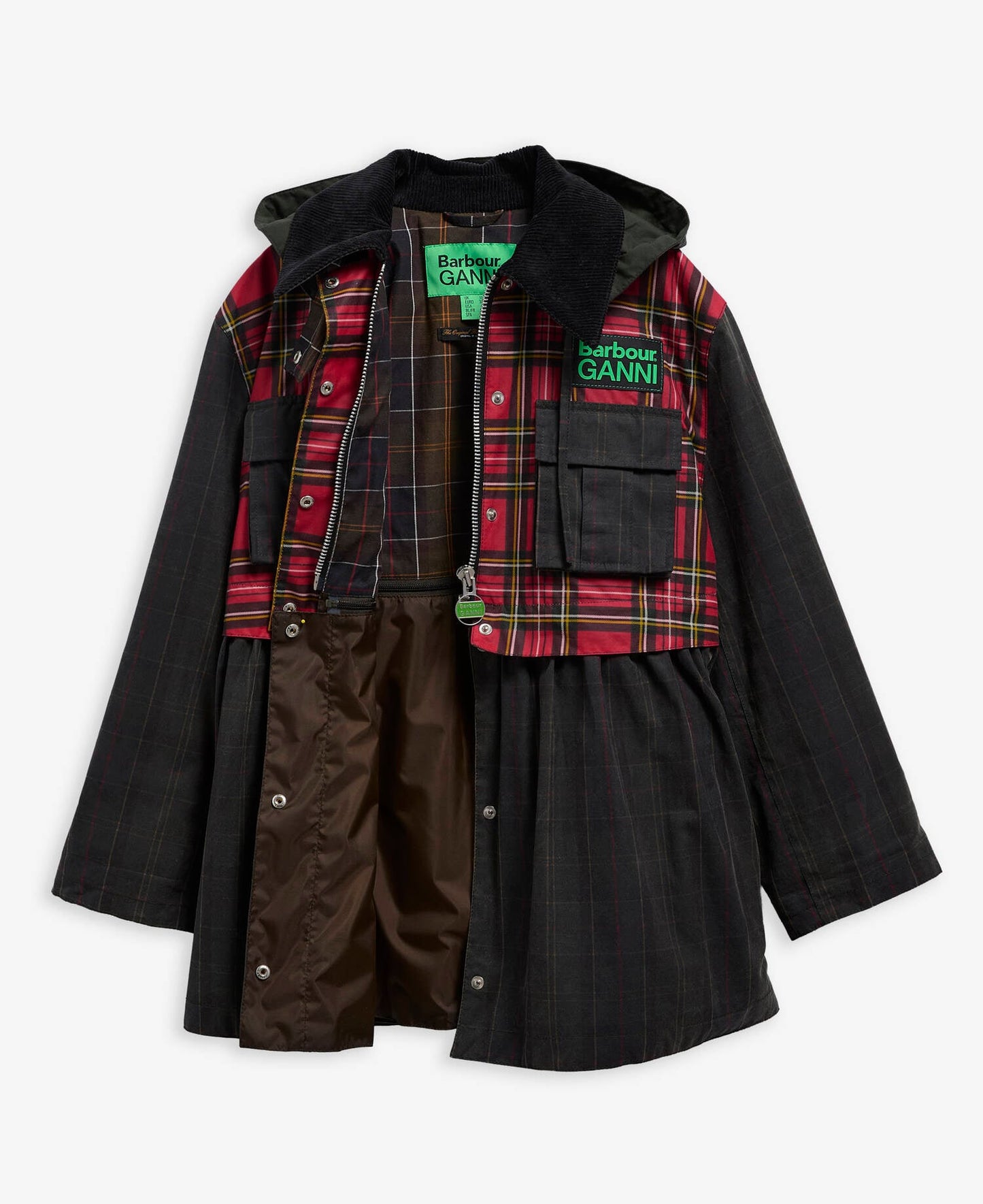 Barbour Barbour x GANNI Tartan Peplum Waxed Jacket