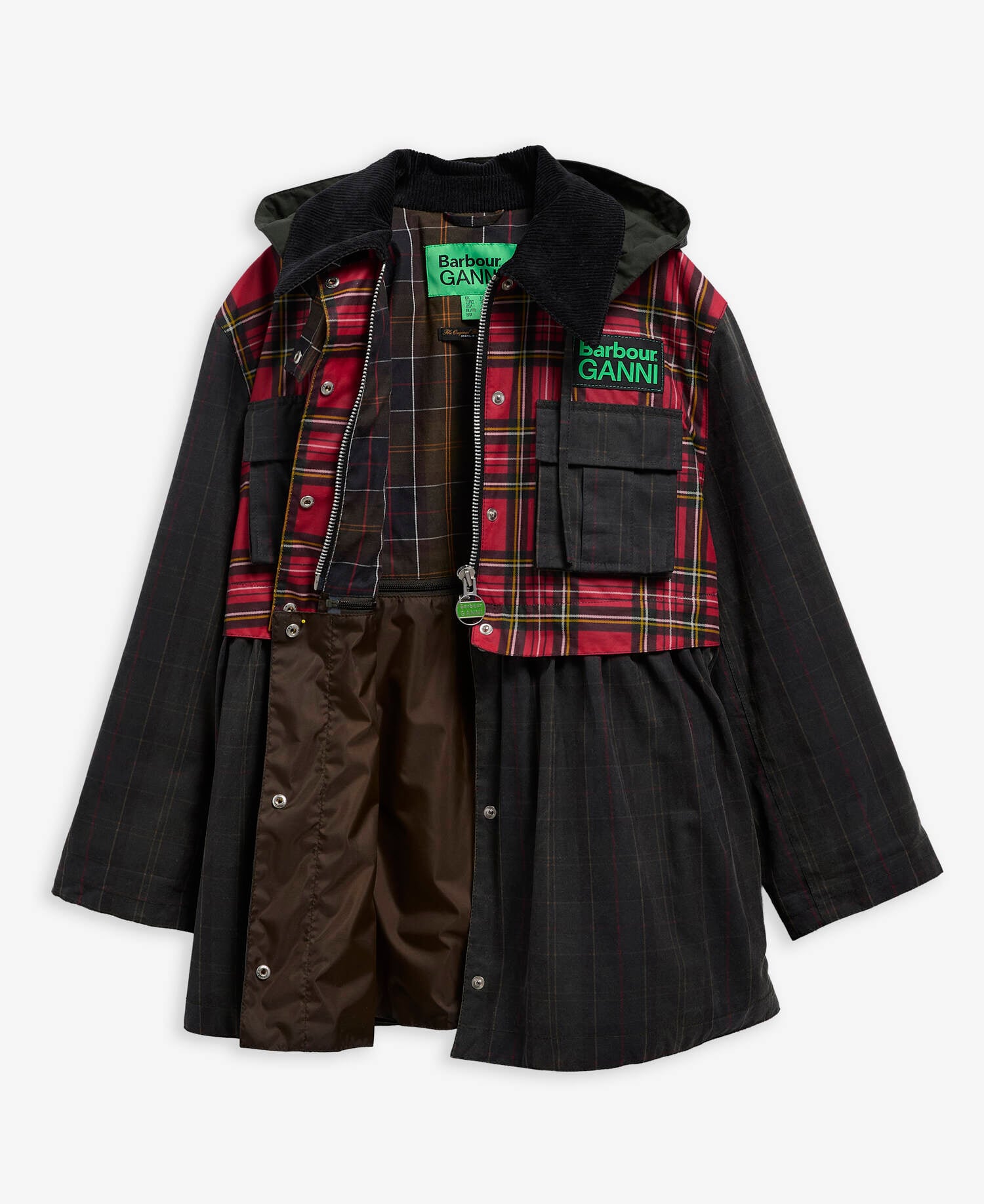 Barbour Barbour x GANNI Tartan Peplum Waxed Jacket
