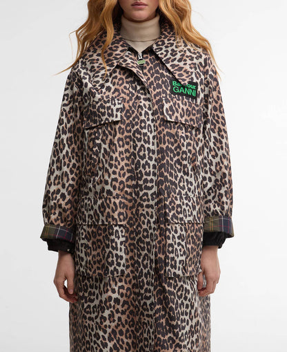 Barbour Barbour x GANNI Leopard Print Waterproof Parka Jacket