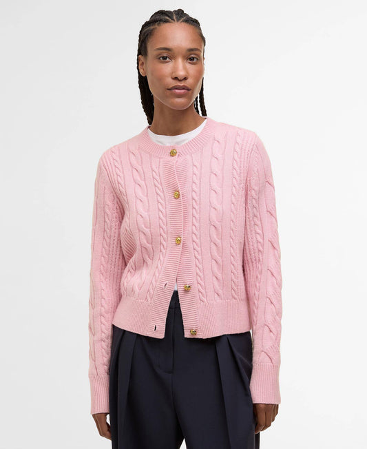 Barbour Elina Wool-Cashmere Cable-Knit Cardigan