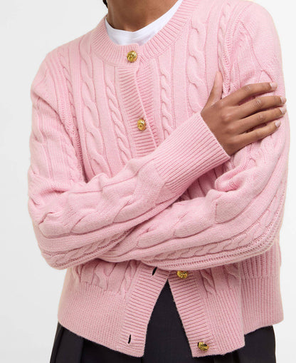 Barbour Elina Wool-Cashmere Cable-Knit Cardigan