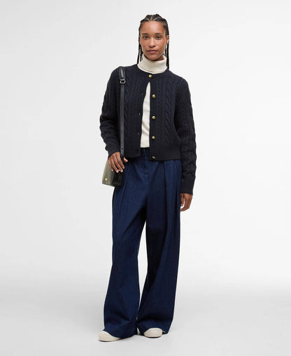 Barbour Elina Wool-Cashmere Cable-Knit Cardigan