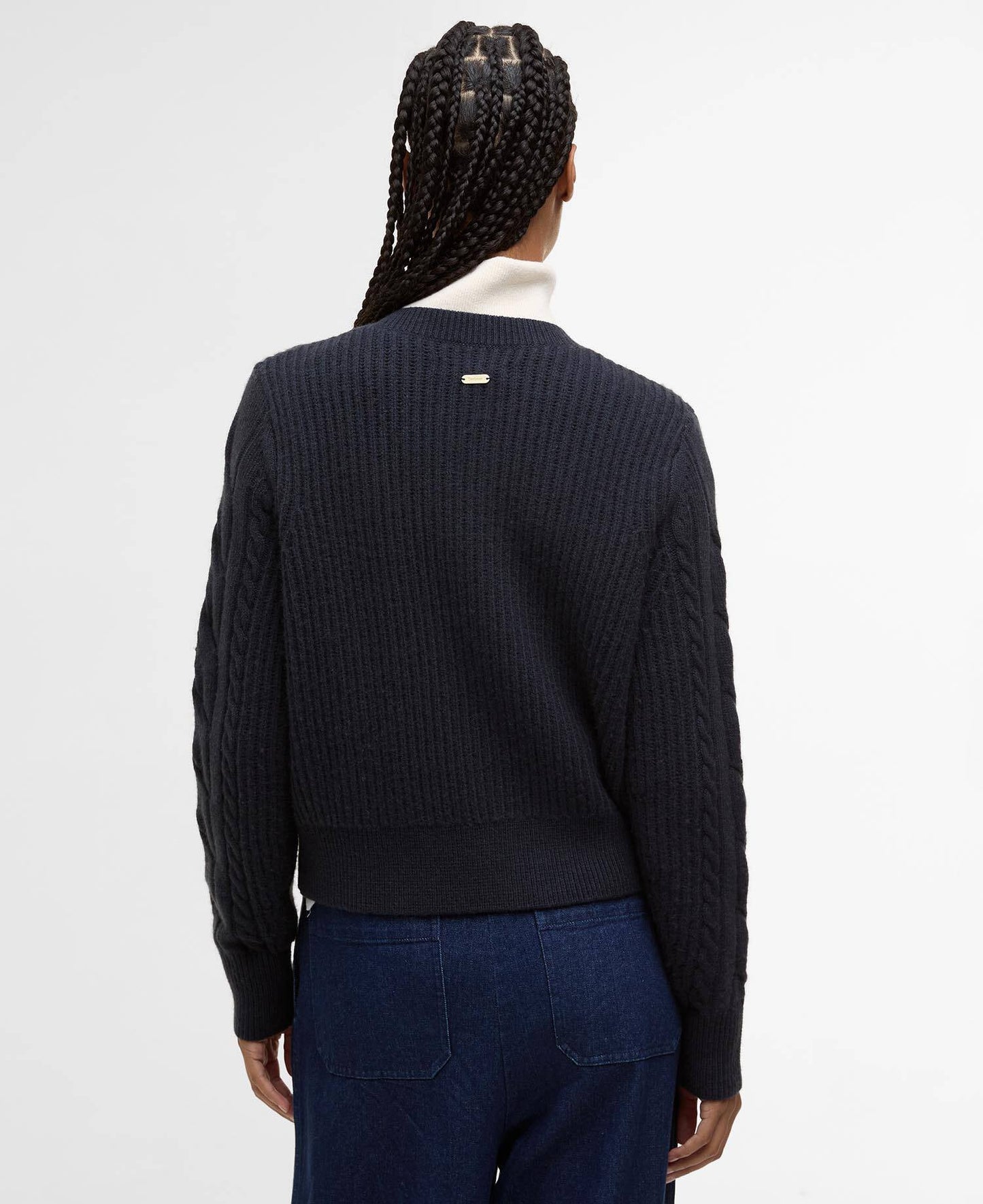Barbour Elina Wool-Cashmere Cable-Knit Cardigan