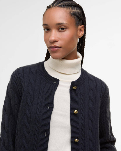Barbour Elina Wool-Cashmere Cable-Knit Cardigan