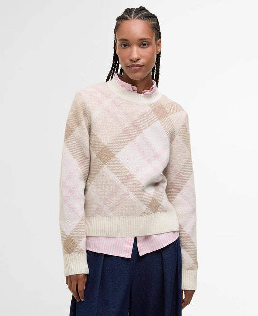 Barbour Sara Tartan Wool-Blend Crew Neck Jumper