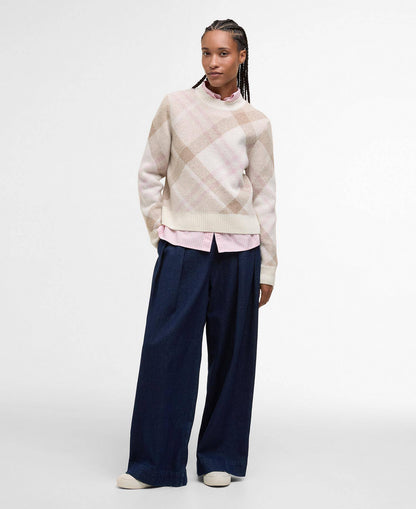Barbour Sara Tartan Wool-Blend Crew Neck Jumper