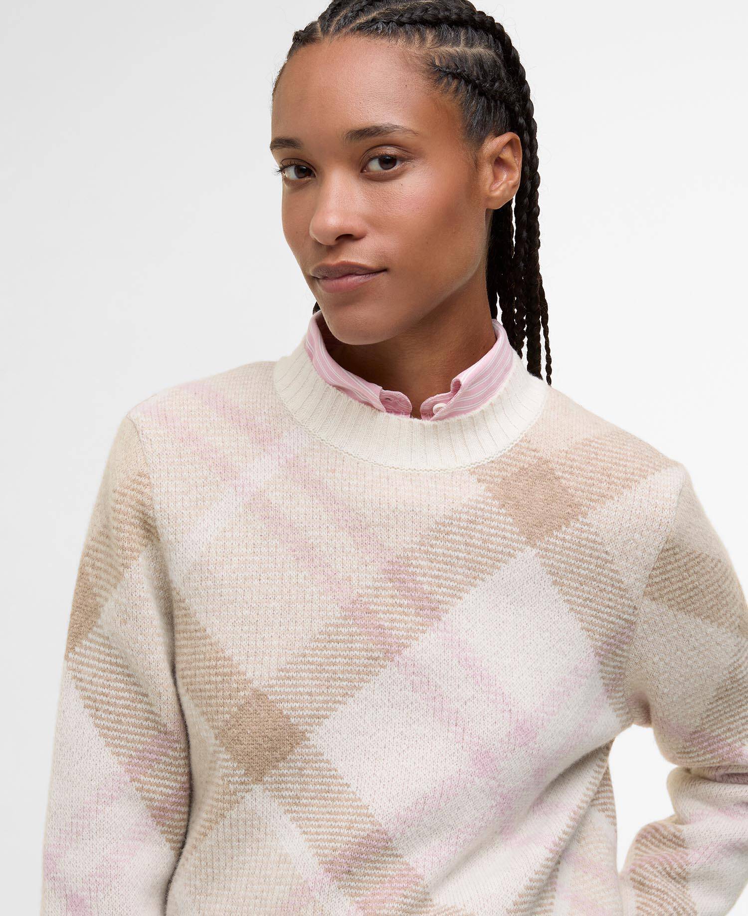 Barbour Sara Tartan Wool-Blend Crew Neck Jumper