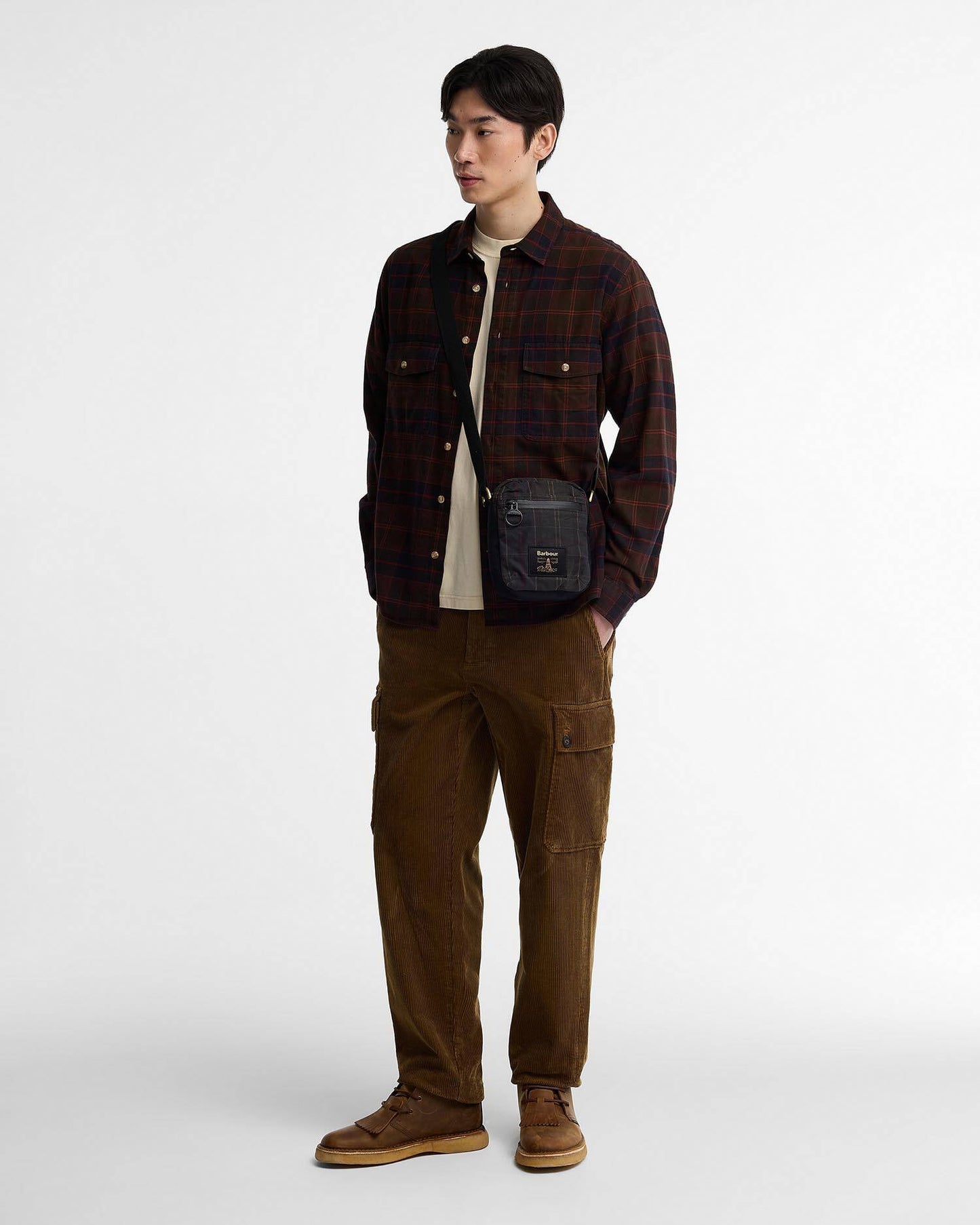 Barbour Field Tartan Waxed Crossbody Bag