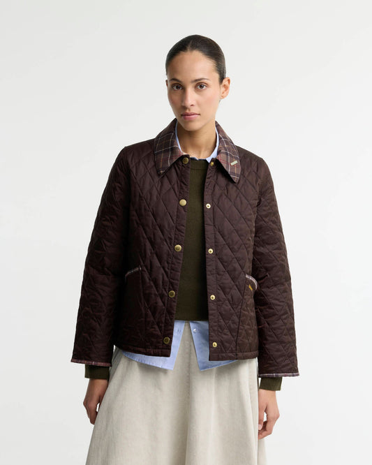 Barbour Icons Tartan Collar Cropped Liddesdale Quilted Jacket