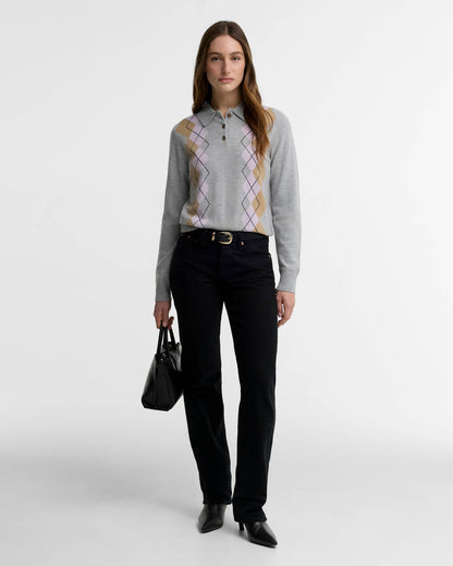 Barbour Fawne Argyle Knitted Polo Shirt