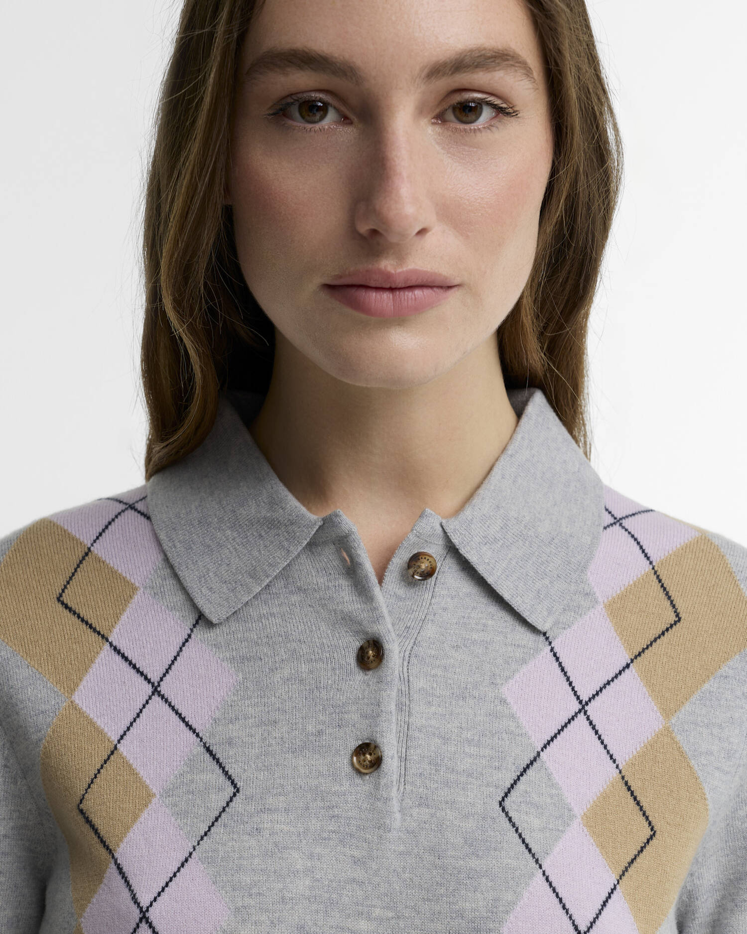 Barbour Fawne Argyle Knitted Polo Shirt