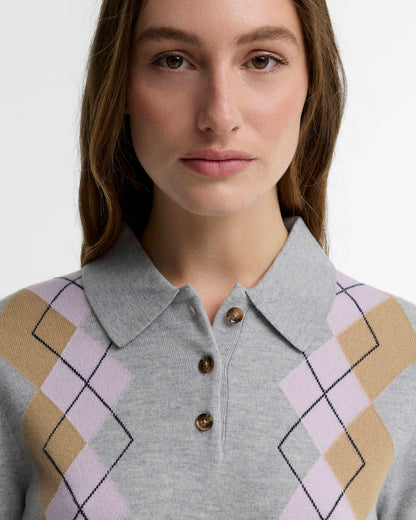 Barbour Fawne Argyle Knitted Polo Shirt